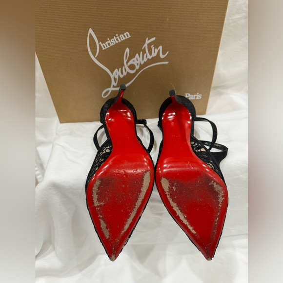 CHRISTIAN LOUBOUTIN TWISTISSIMA BLACK LACE LEATHER HEELS PUMPS. USED! - Picture 5 of 6